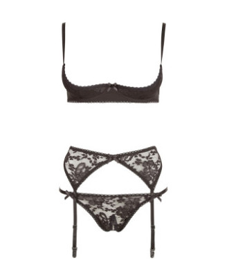 Ensemble sexy trois pièces en dentelle noire 